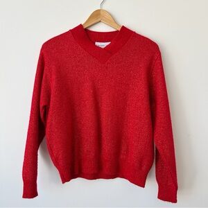 Vintage Red V-Neck Women's Sweater